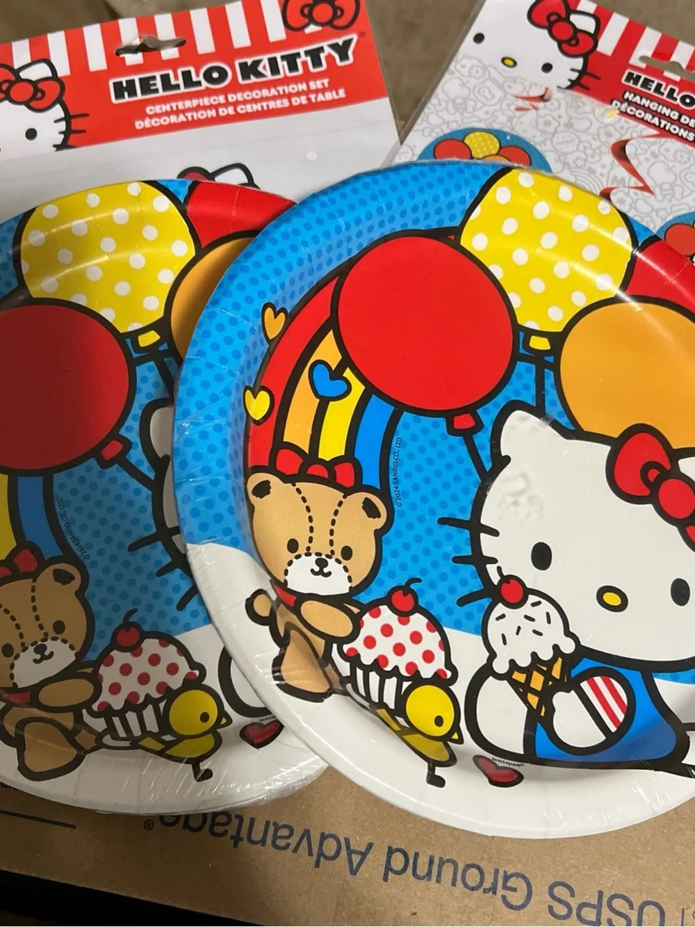 Hello Kitty , Blue, Red & Yellow Disposable Party Plates and Decor